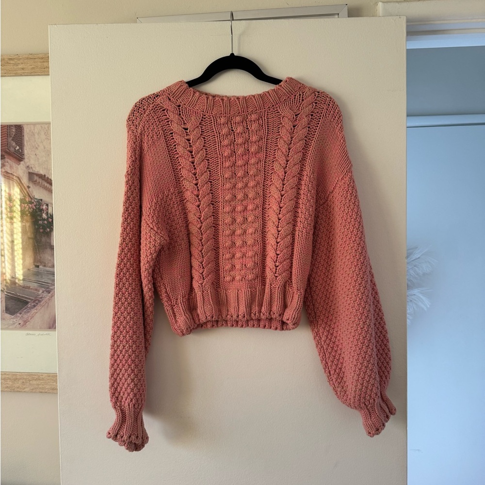 Pink Cable Knit Sweater